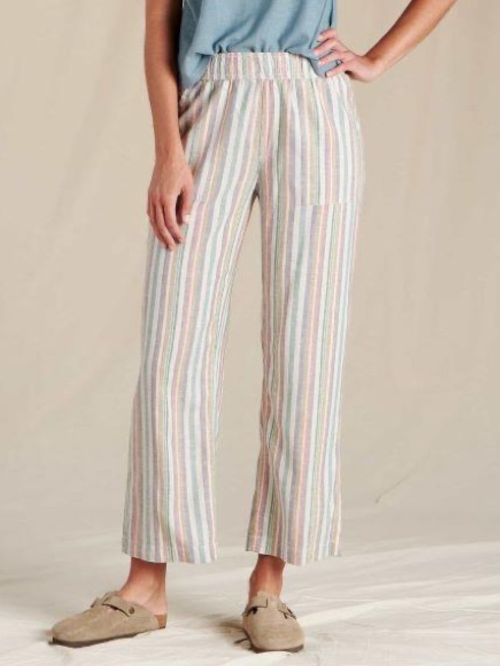 Toad&Co Women’s size Small Beige Striped Taj Hemp Ankle Pants